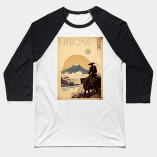 Fukuoka Samurai Vintage Travel Art Poster Baseball T-Shirt